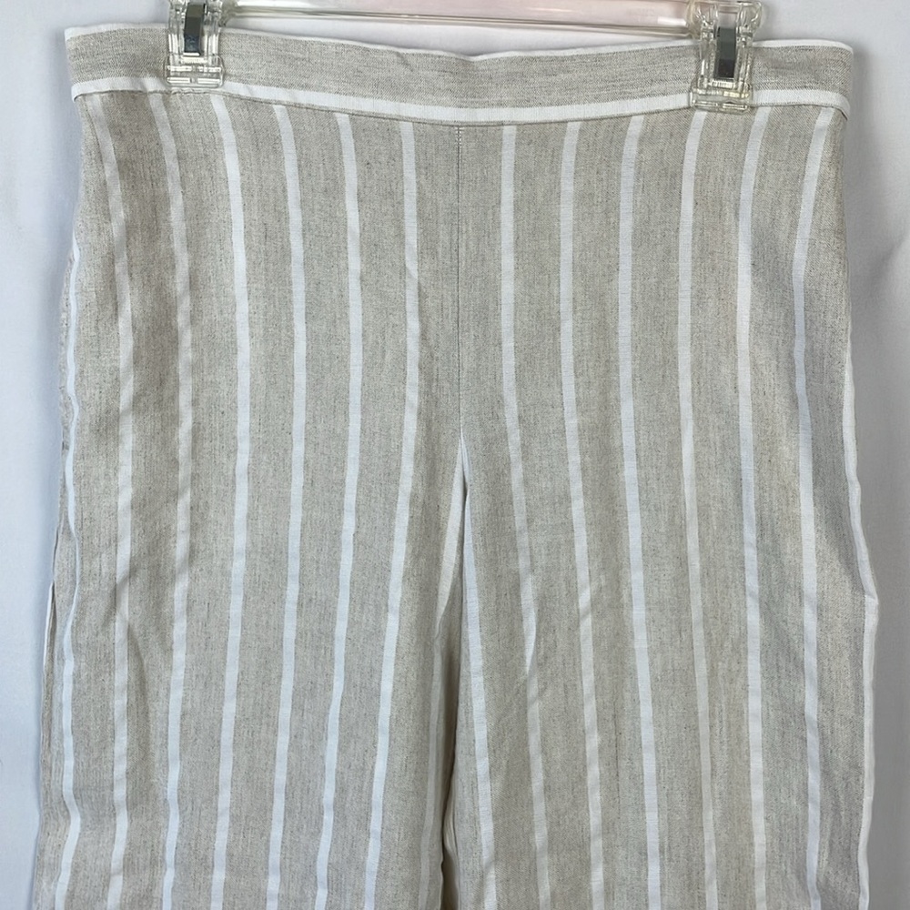 LOFT Cream and White Striped Lightweight Linen Blend Wide Leg Pants - Size Small - Picture 2 of 12